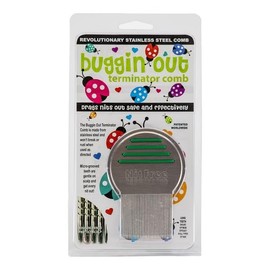 Buggin Out Stainless Steel Lice Comb | Spiral Micro-Grooved Tines for Nits | Safe for All Hair Types | Ergonomic Handle