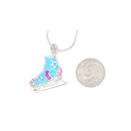 Violet Victoria & Fan Star Deluxe Crystal Ice Skate Figure Skating Necklace - Moons, Stars & Hearts - Teal Multi