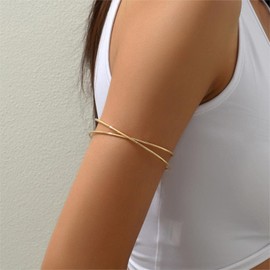 Gold Bangles for Women Non Tarnish Minimalist Open Gold Arm Cuff Bracelets for Women Multi Layer Arm Cuff Jewelry (Style 3)