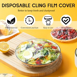 LURNODY Pack of 300 Food Cover Covers, Elastic Cling Film, Heat Resistant with Elastic Band, Reusable Food Storage Bags