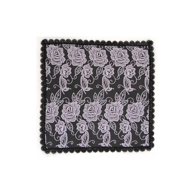 [ANNA SUI] Anna Sui 001199-0001-01 Lace Handkerchief, Rose Embroidery (Purple),