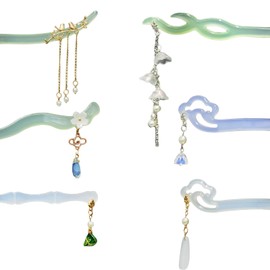 Eabdice Pack of 6 Chinese retro hair sticks, arnadel chopsticks, made of cellulose acetate material, for fixing and decorating hairstyles