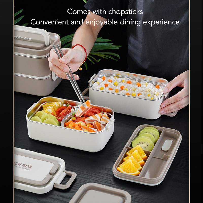 2 Tier Stackable Bento Box 304 Stainless Steel Insulated Lunch