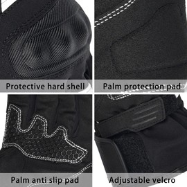 Harssidanzar KM058EU Men's Motorcycle Gloves, Long Winter Cold Weather Gloves, Touchscreen Riding Windproof Protective Motorcycle Gloves, White/Black, Size M