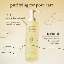 Nooni Korean Cleansing Oil for Pore Care and Makeup Removal | LHA Cleansing Oil (Korean Skincare Facial Cleanser and Makeup Remover) Salicylic Acid