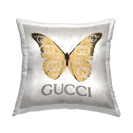 Stupell Industries Glam Fashion Butterfly Design by Madeline Blake Throw Pillow, 18 x 18, Yellow
