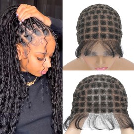 Ailsa Braided Wig Cap - Double Full Lace Crochet Wig Cap with Baby Hair - Breathable Lace Cap for Black Women - Glueless Braided Wig Cap for Crochet Braids (Wig Cap with Baby Hair (113 Sections))