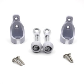 2 Pack Roller Shade Tie Downs Curtains Tie Back with Holder Receivers Wall Mount Bungee Cords for Exterior Outdoor Deck Patio Pergola Porch Living Room (2 Pack) (Gray, Circle)