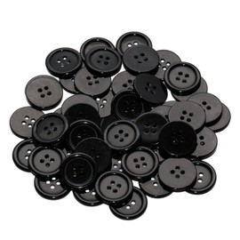 Lilaly 50 PCS 3/4 inch Buttons for Crafts, 4 Holes Black Resin Buttons, for Sewing Children Sweater DIY Crafts Scrapbooking (Black)
