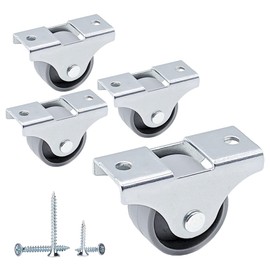 SKIR'CO Pack of 4 Small 25 mm Furniture Castors Grey Plastic Castors Non-Swivel, Fixed Castors One-Way Direction, Screws Included (4)