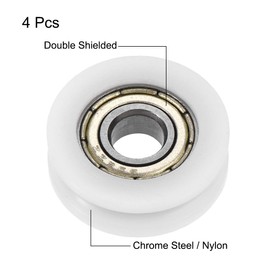 sourcing map Nylon Pulley U Groove Ball Bearing Roller Guide Wheel 6x21x7mm Double Metal Shielded (GCr15) Chrome Steel Bearings 4pcs