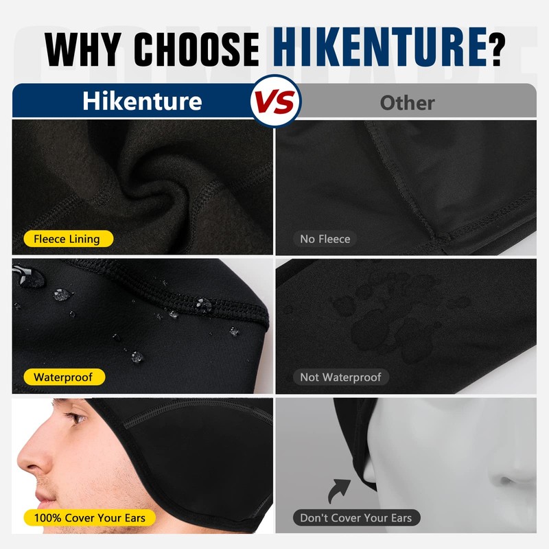 Hikenture Gorro térmico de invierno para hombre y mujer, Negro