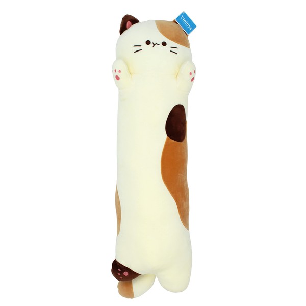 Vintoys Sleeping Cat Long Hugging Pillow Stuffed Animals Plush Soft Toy Milky White 26"