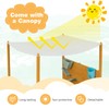 Costzon Kids Sandbox with Sand Wall, Wooden Sandpit w/Removable Canopy,