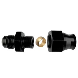 4AN Male Flare to 1/4 Tube Hard Line Fitting Adapter Aluminum Hardline Tubing Hose Fuel Line Black Anodized