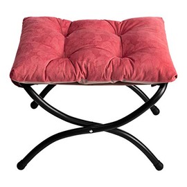 AbocoFur Modern Folding Footrest Stool, Small Accent Portable Ottoman, Comfortable Metal Cotton Anti-Slip Footstool, (L) 18.5" x(W) 14.17" x(H) 14.18", Brick Red