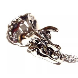 Unbranded DINOSAUR SKULL PENDANT T-Rex Jurassic Park punk skeleton bone necklace chain 2Y - Triceratops