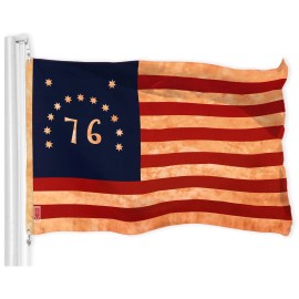 UD_G128 Combo Pack: American USA Tea-Stained Flag 3x5 Ft & Bennington 76 Tea-Stained Flag 3x5 Ft  Both LiteWeave Pro Series Prin