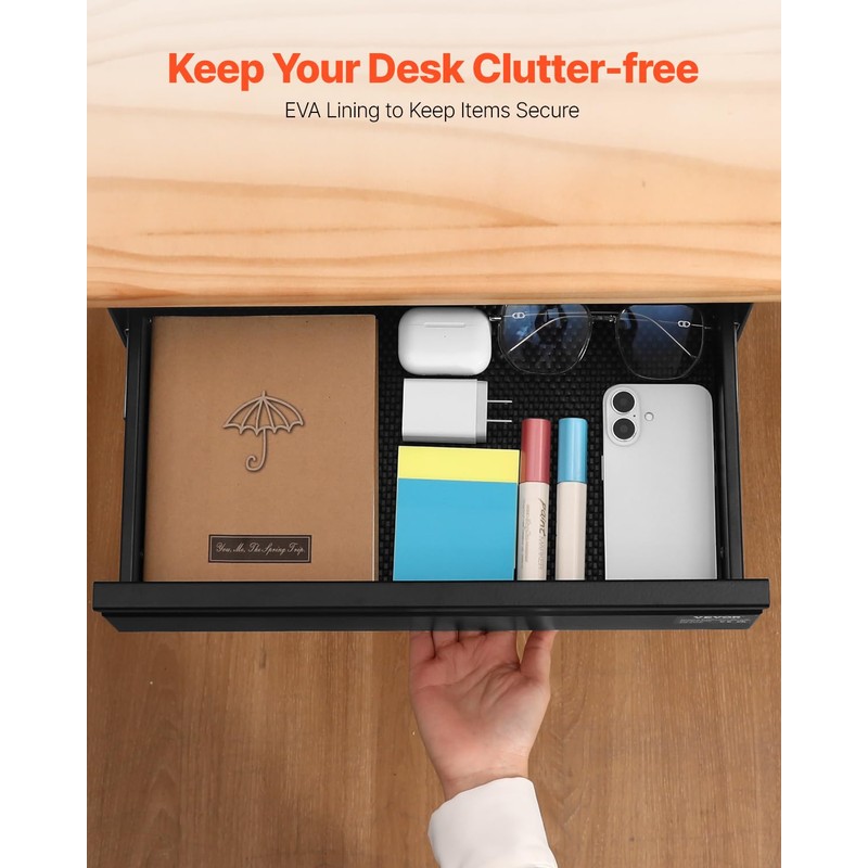 VEVOR Under Desk Drawer Slide Out, 16 inch Attachable Desk