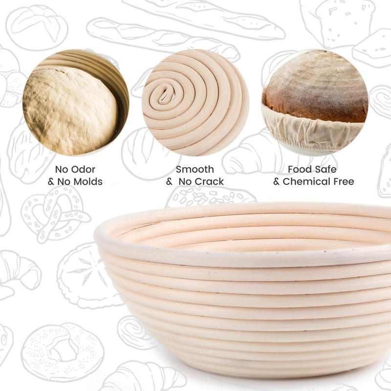 DOYOLLA Bread Proofing Baskets Set of 2 8.5 inch Round