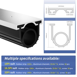 Bikykose Universal Garage Door Bottom Seal Kit - 20FT Weatherproof U-Shaped Rubber Universal U+O Ring Garage Door Seals with Pre-drilled Aluminum Track Retainer Base