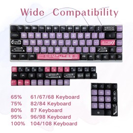 Pink Dye Sub PBT Keycaps,Pudding Keycaps, Custom Keycaps for Mechanical Gaming Keyboard,Shine Through Keycaps,Compatiability for 100%, 95%,80%,75%, 60% (Purple Pink)