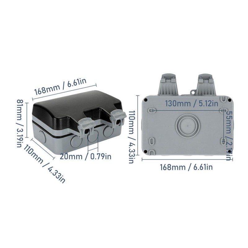 Outdoor Power Outlet, 110V 15A Double Outlet Plug IP66 Outdoor