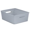 Simplify's Medium Resin Wicker Storage Bin in Grey