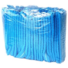 [Komorebiya] Non-woven Hair Cap, Commercial Use, Disposable, 100 Pieces, Laboratory, Factory, Cooking, Hygienic Hat, Medical Cap, Lunch Cap, Protect, Hair Loss, Mesh Gathered (L, Blue)