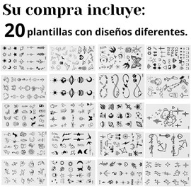 200 Tatuajes Temporales Pequeños Dibujos Animados Tatuaje Falso Pegatinas Resistente Al Agua constelaciones de estrellas lunares, brújula de música, líneas de anclaje, flores para niños, adultos