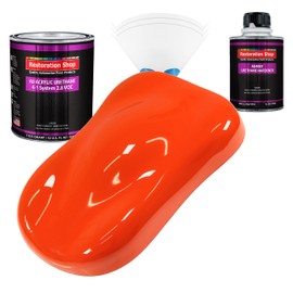 Restoration Shop - Speed Orange Acrylic Urethane Auto Paint - Complete Quart Paint Kit - Professional Single Stage High Gloss Automotive, Car, Truck Coating, 4:1 Mix Ratio, 2.8 VOC