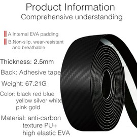 VXM - Cinta adhesiva para manillar de bicicleta, cinta de barra de bicicleta de carretera de fibra de carbono PU&EVA, antideslizante, para bicicleta de montaña, 2 rollos por juego (Negro)