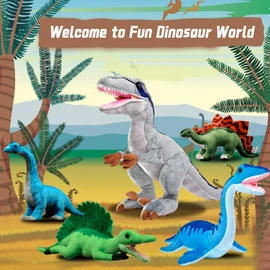 lilizzhoumax Velociraptor Plush Toy, 43 cm/17 Inches, Simulated Animal Velociraptor Plush Toy, Kawaii Dinosaur Cuddly Toy, Realistic Dinosaur Plush Toy for Wild Animals, Gift for Children