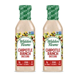 Walden Farms Chipotle Ranch Dressing – Calorie-Free, Gluten-Free, Low Carb, Keto-Friendly, Sugar-Free, Fat-Free, Dairy-Free Smoky Chipotle Ranch Flavor – 2-Pack, 12 oz Bottles