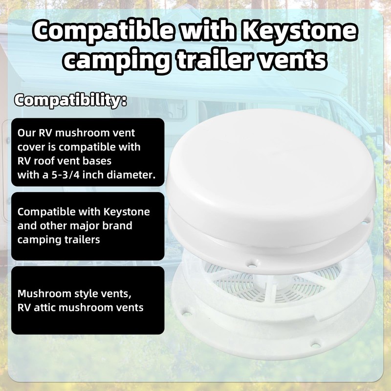 Lyreh RV Roof Mushroom Vent Cover, Plastic Waterproof Ventilation Cap