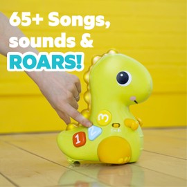 Bright Starts 12506 Go, Go Dino Toy with Music and Lights, Dinosaur Rolls and Promotes Movement, Multicoloured