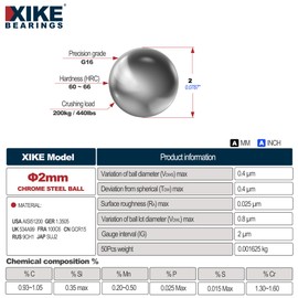 XIKE 50PCS 2mm G16 Precision Chrome Steel Bearing Balls