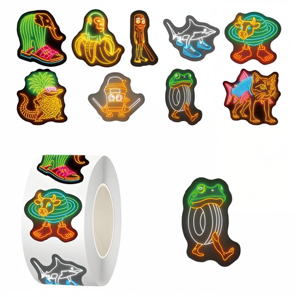 500PCS Small Brainrot Stickers Decorations 1" Tall Fun Animals Italian