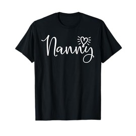 Cute Heart Nanny Heart And Script Lettering T-Shirt