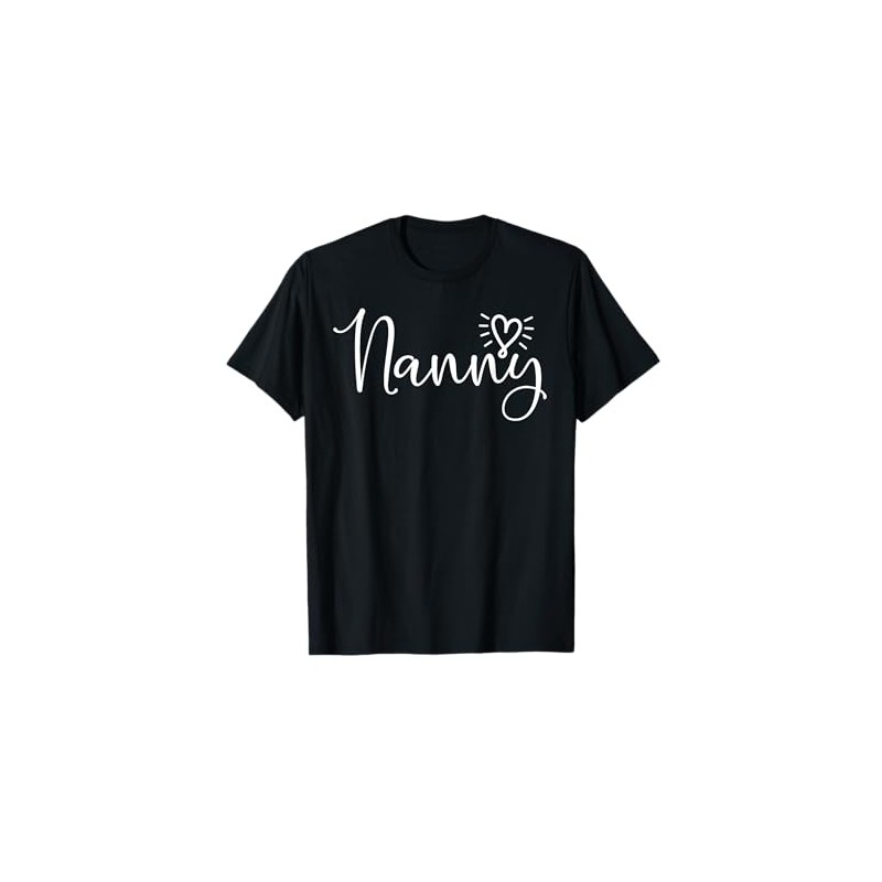 Cute Heart Nanny Heart And Script Lettering T-Shirt