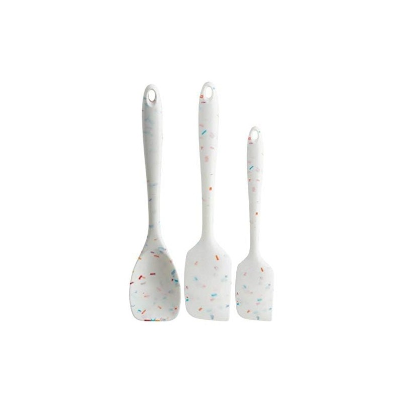 Trudeau White Confetti 5pc Silicone Spatula, Spoonula & Whisk Set