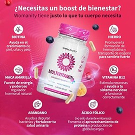 Vitaminas para Mujer  Multivitamínico de 90 Cápsulas con 14 Ingredientes  Biotina, Maca Amarilla, Arándano, Ácido Fólico, Vitamina B12, Calcio y más