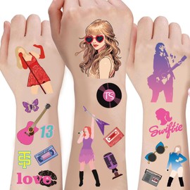 80Pcs Temporary Tattoos for Fans, Hand Face Tattoo Music Singer Tattoo Stickers Party Decorations Favor Supplies Gift for Adults Teens