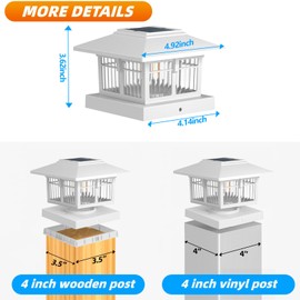 EXCMARK 4x4 Solar Post Cap Lights, 8 Pack Fence Deck Post Lights Outdoor Solar Powered Waterproof with Two Light Modes Warm&Cool White for Garden Patio Decor. (Classic White, 8)