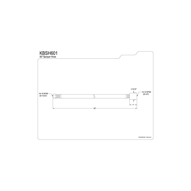 Kingston Brass KBSH601 60-Inch Kitchen Side Sprayer Hose, Gray/Polished Chrome