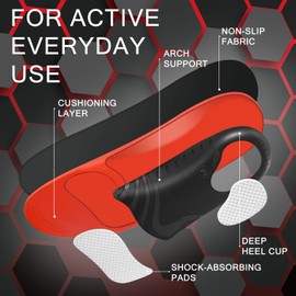 Plantillas ortopédicas para zapatos con apoyo de arco para hombre y mujer, inserciones deportivas con gel de absorción de golpes para alivio de pies planos, fascitis, dolor de pies y talón (3D Con caja, L)