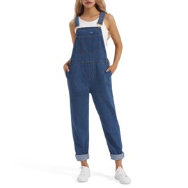 HISEA Womens Denim Bib Overalls, Women's Relaxed Fit Casual Jean Overall Workwear with Adjustable Straps and Pockets