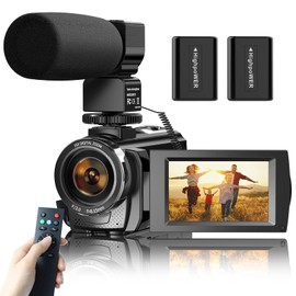 Aasonida Video Camera Camcorder for YouTube, Digital Vlogging Camera FHD 1080P 30FPS 24MP 3.0 Inch 270° Rotation Screen Video Recorder with Microphone, Remote Control, 2 Batteries