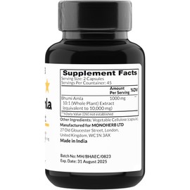 MONOHERB Bhumi Amla Extract 1000 mg - 90 Vegetarian Capsules