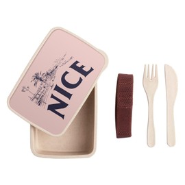 Lunch Box Lunchbox mit Besteck, Rosa – Nice Minimalist Ville France Sud Soleil – 700 ml